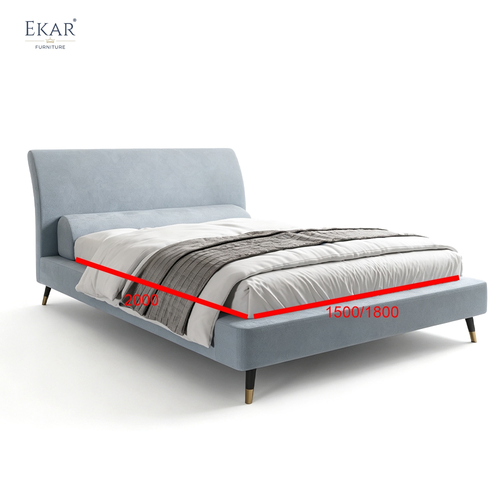 Modern Curved Pillow Headboard Bed – Upholstered Platform Bed with Wood Legs | EKAR Furniture