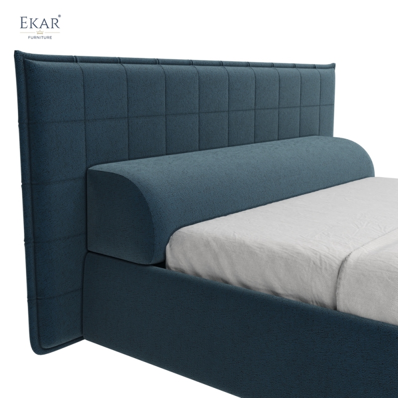 Modern Square-Tufted Storage Bed – Tall Headboard Bed with Hydraulic Lift | EKAR Furniture