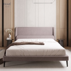 Modern Angular Panel Headboard Bed – Curved Wing Upholstered Platform Bed | EKAR Furniture