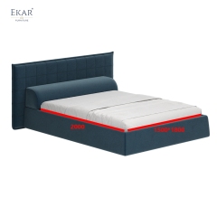 Modern Square-Tufted Storage Bed – Tall Headboard Bed with Hydraulic Lift | EKAR Furniture