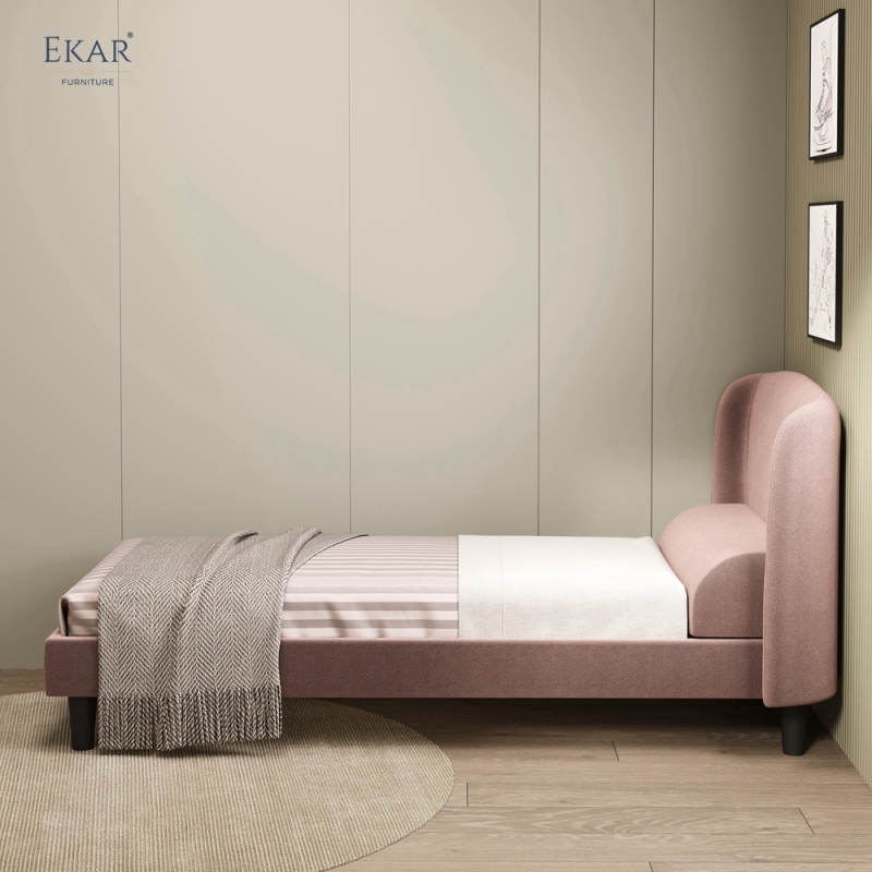 Modern Winged Single Bed – Upholstered Bed with Curved Headboard | EKAR Furniture