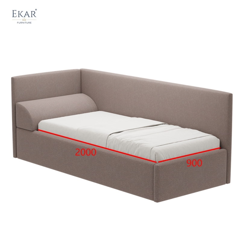 Modern Upholstered Corner Daybed – Single Bed with Sofa-Style Side Rail | EKAR Furniture