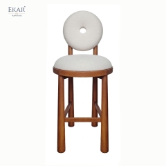 EKAR Modern Solid Wood Bar Stool - Upholstered Round Backrest Bar Chair
