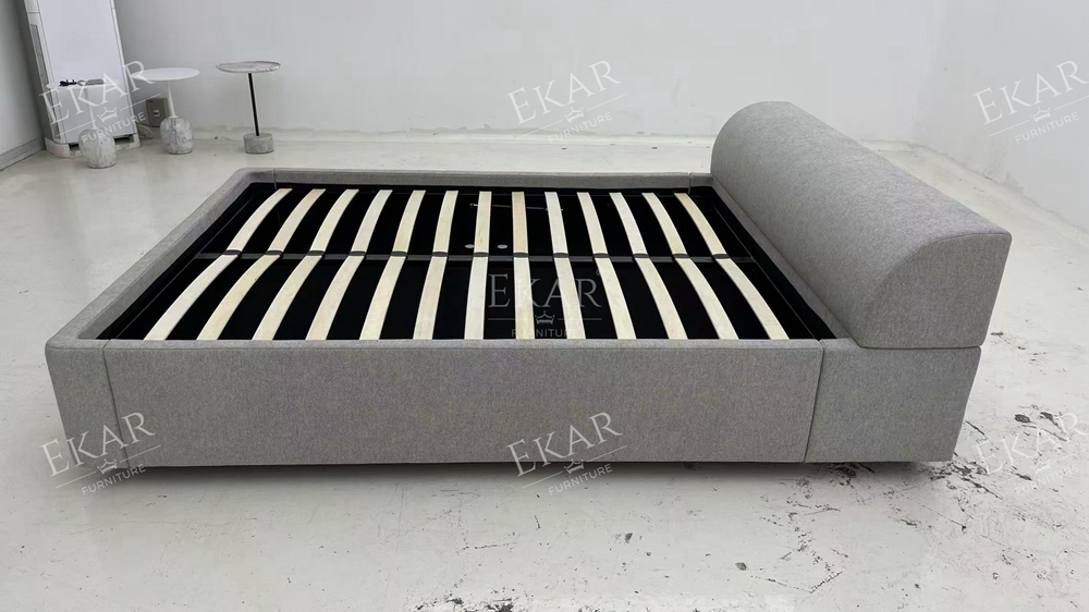 Modern Rounded Low Headboard Bed – Upholstered Platform Bed Frame | EKAR Furniture