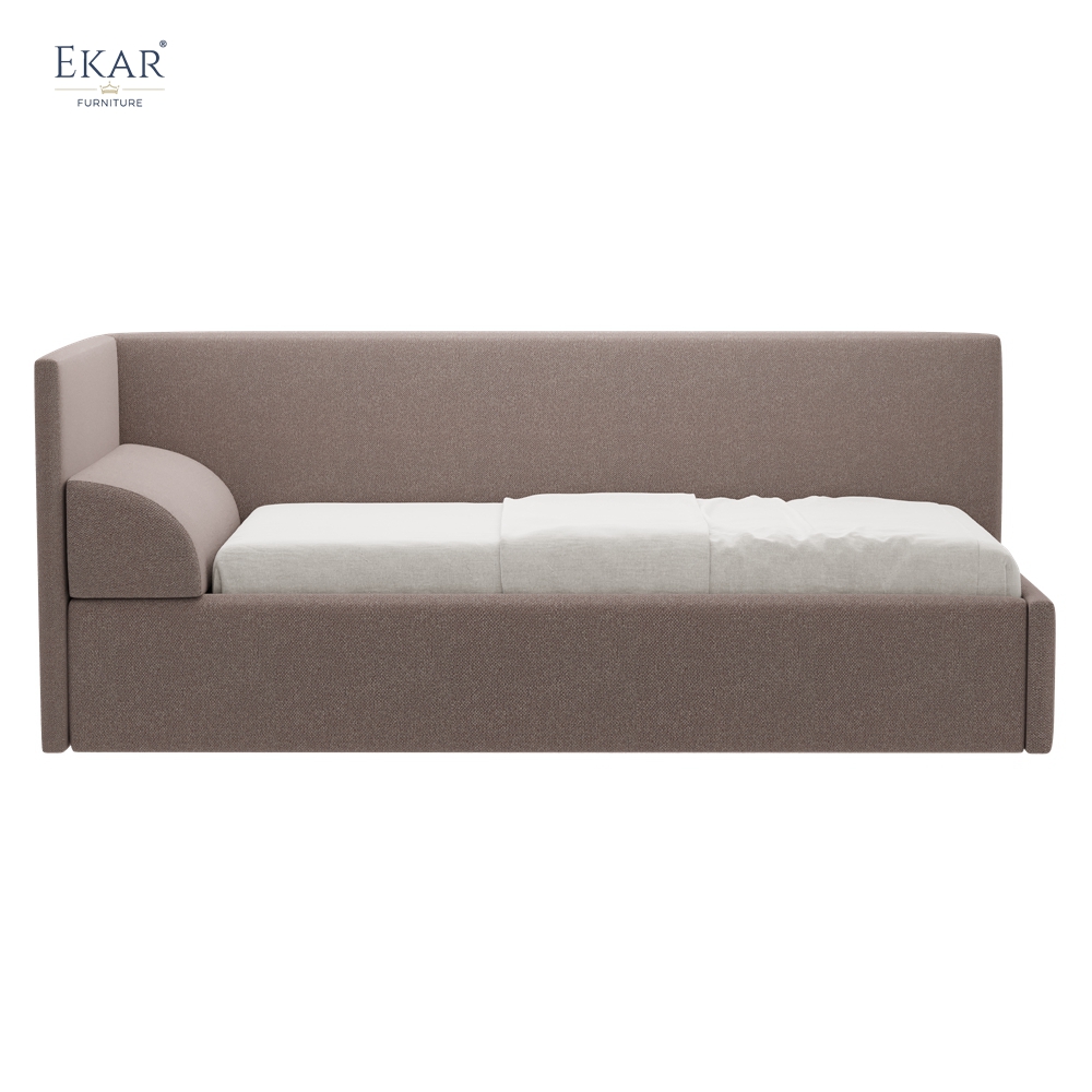 Modern Upholstered Corner Daybed – Single Bed with Sofa-Style Side Rail | EKAR Furniture