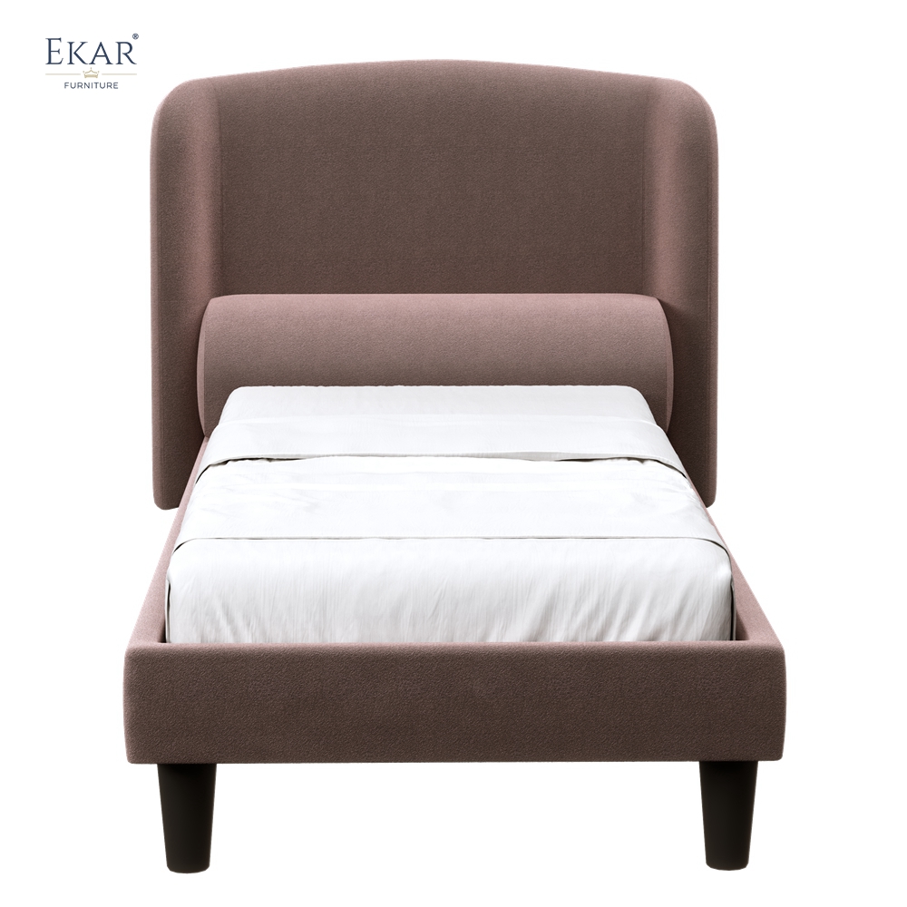 Modern Winged Single Bed – Upholstered Bed with Curved Headboard | EKAR Furniture