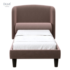 Modern Winged Single Bed – Upholstered Bed with Curved Headboard | EKAR Furniture