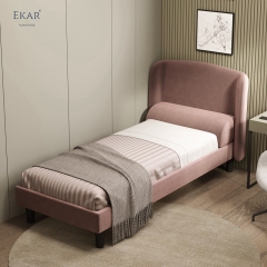 Modern Winged Single Bed – Upholstered Bed with Curved Headboard | EKAR Furniture