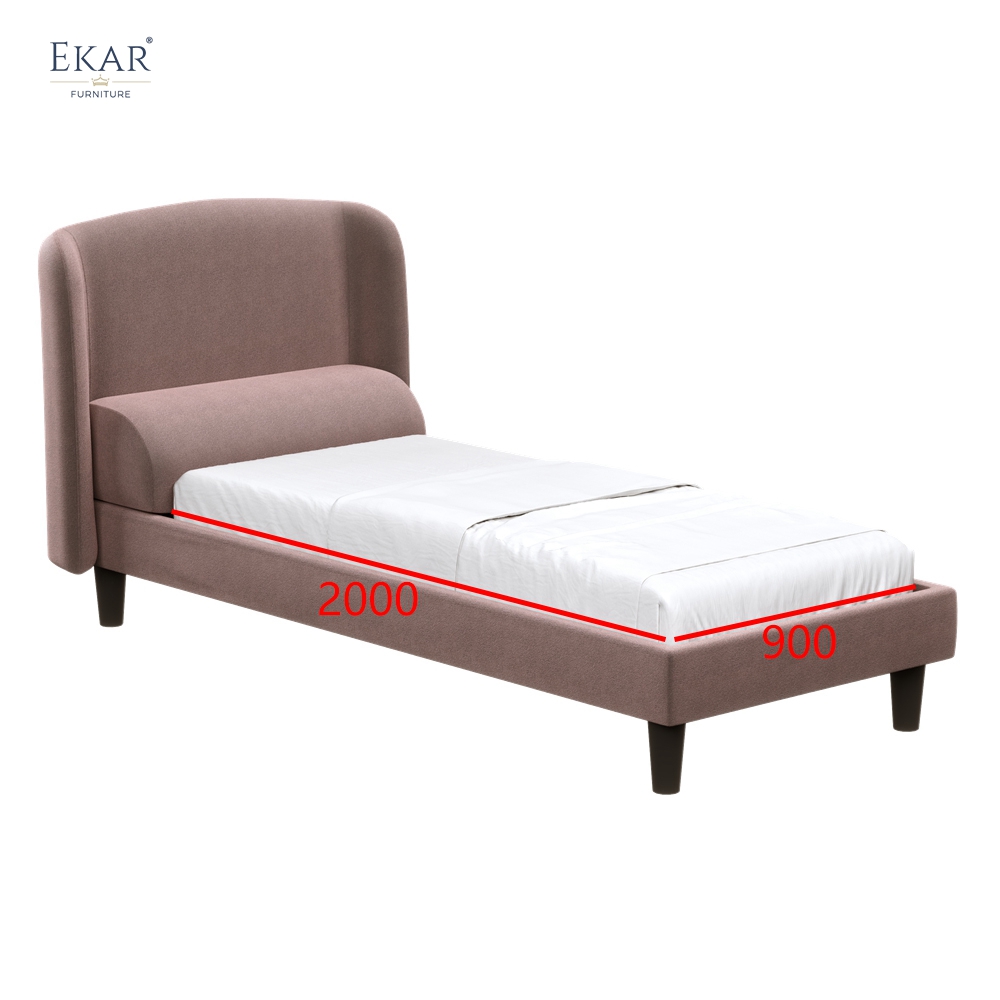 Modern Winged Single Bed – Upholstered Bed with Curved Headboard | EKAR Furniture