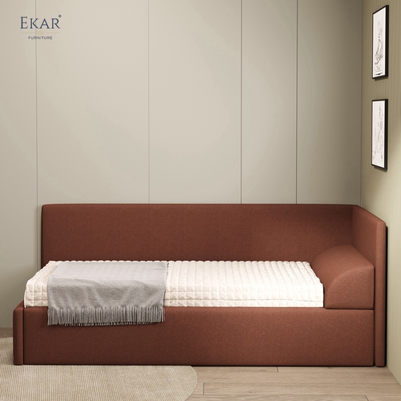 Modern Upholstered Corner Daybed – Single Bed with Sofa-Style Side Rail | EKAR Furniture