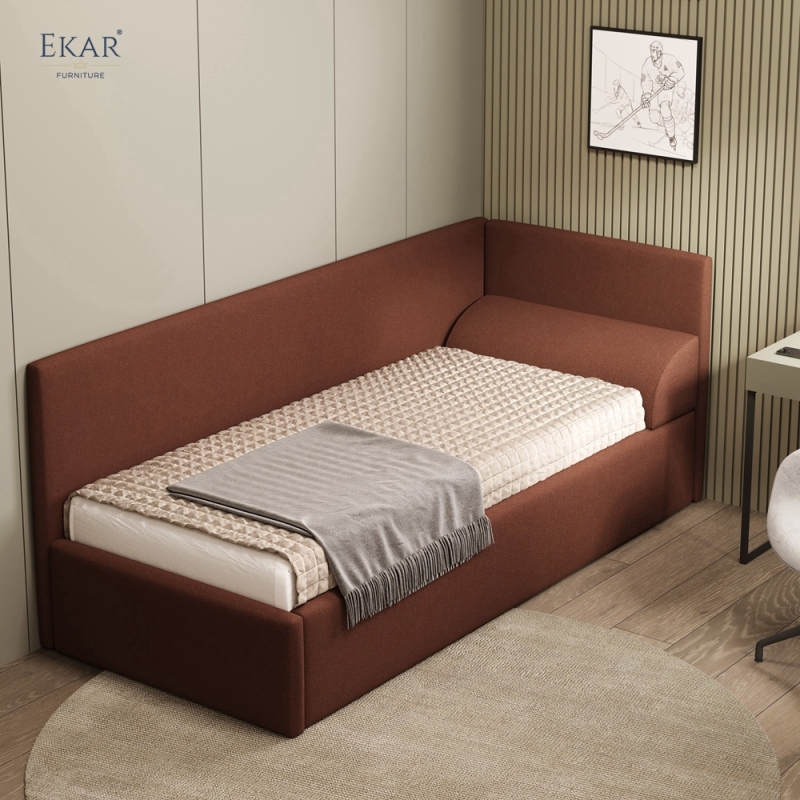 Modern Upholstered Corner Daybed – Single Bed with Sofa-Style Side Rail | EKAR Furniture