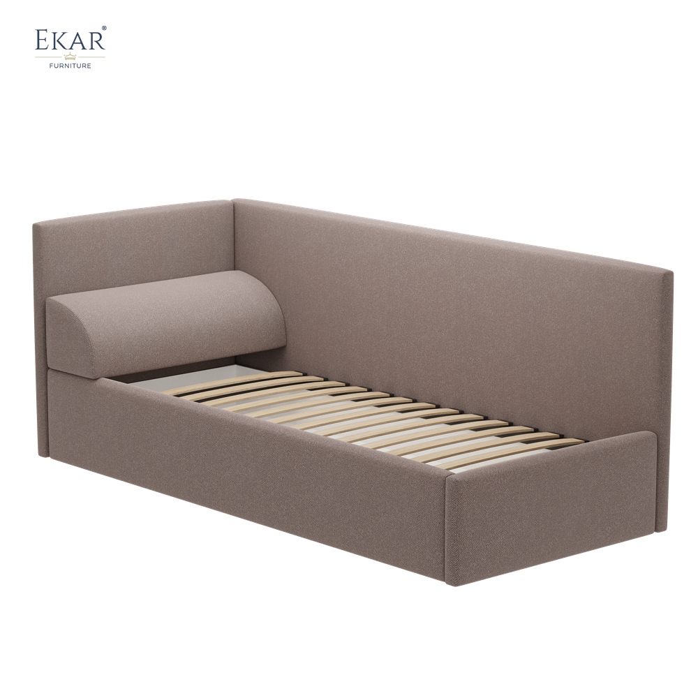 Modern Upholstered Corner Daybed – Single Bed with Sofa-Style Side Rail | EKAR Furniture