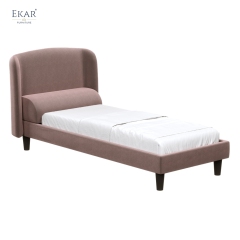 Modern Winged Single Bed – Upholstered Bed with Curved Headboard | EKAR Furniture