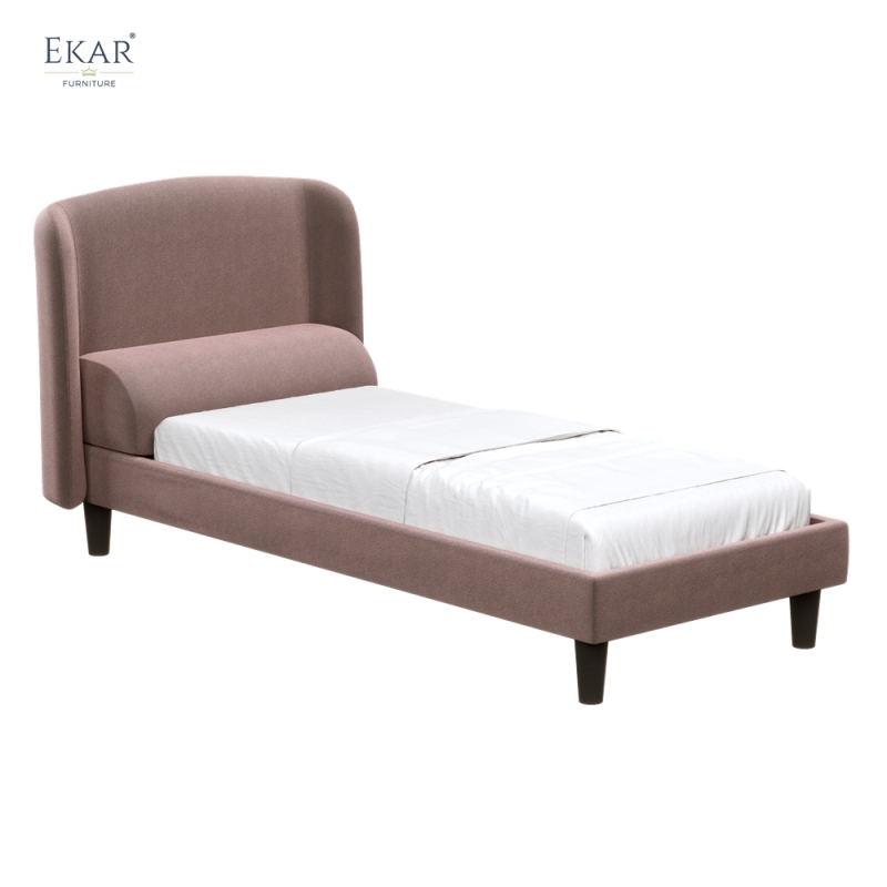 Modern Winged Single Bed – Upholstered Bed with Curved Headboard | EKAR Furniture