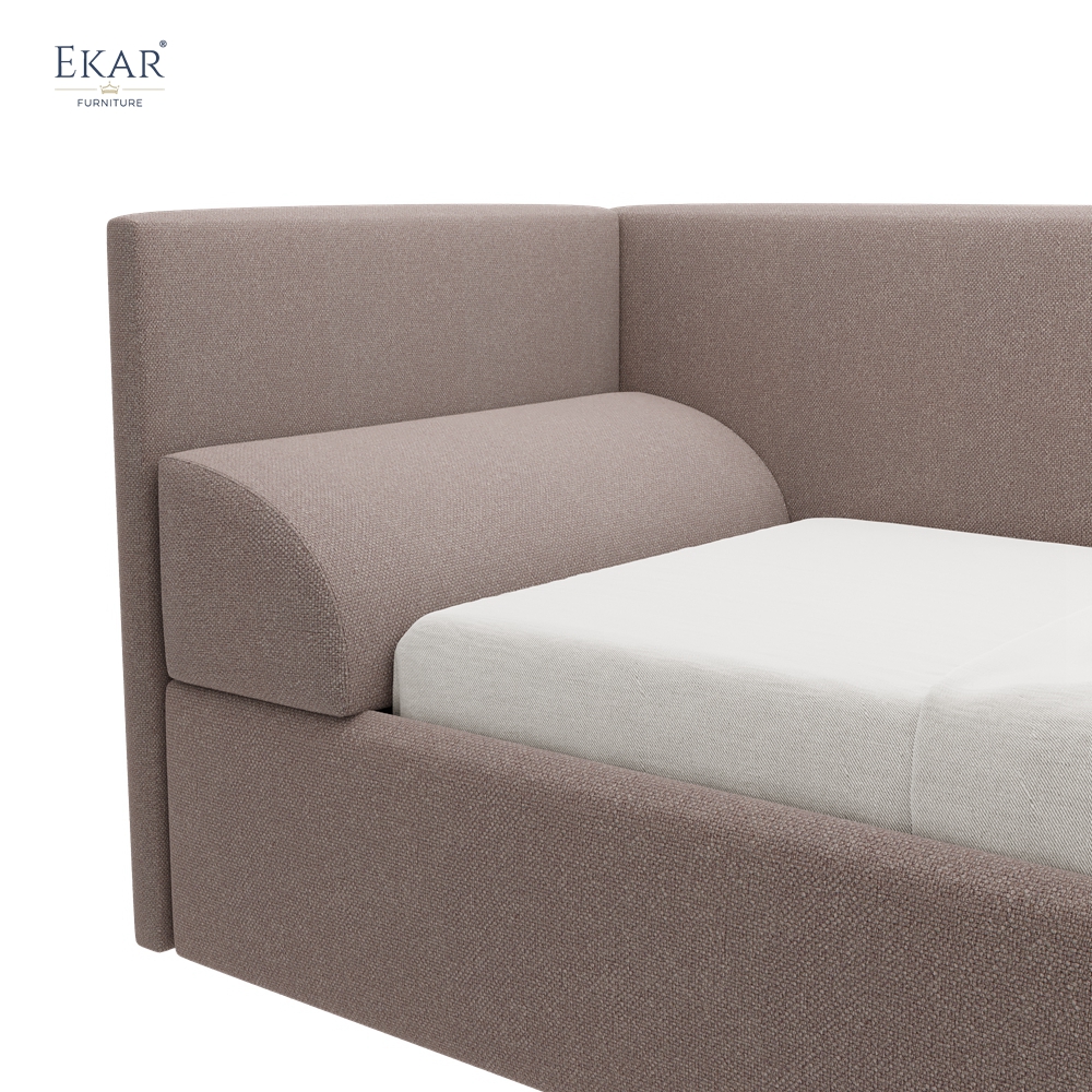 Modern Upholstered Corner Daybed – Single Bed with Sofa-Style Side Rail | EKAR Furniture