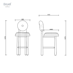 EKAR Modern Solid Wood Bar Stool - Upholstered Round Backrest Bar Chair