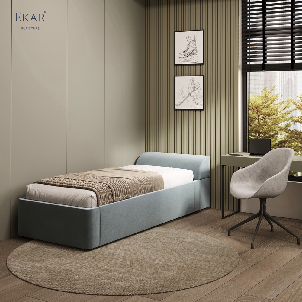 EKAR Modern Single Bed with Curved Headboard - Luxury Bedroom Furniture