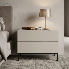 Modern Minimalist Two-Drawer Nightstand – Metal Leg Bedside Table | EKAR Furniture