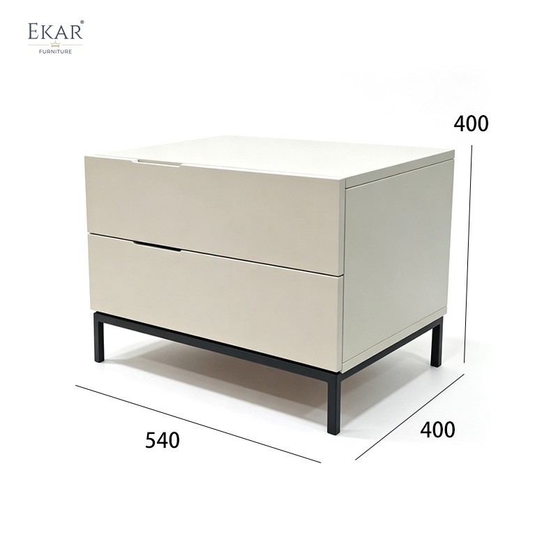 Modern Minimalist Two-Drawer Nightstand – Metal Leg Bedside Table | EKAR Furniture