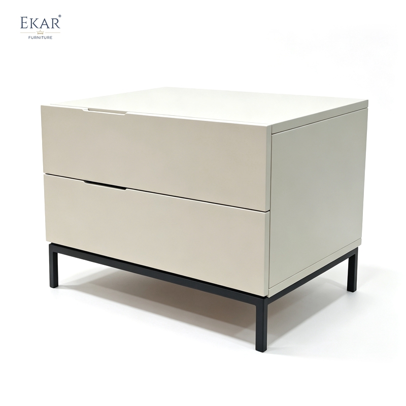 Modern Minimalist Two-Drawer Nightstand – Metal Leg Bedside Table | EKAR Furniture
