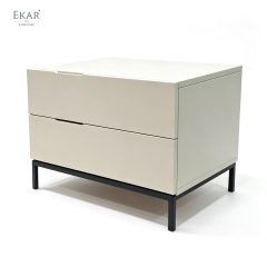 Modern Minimalist Two-Drawer Nightstand – Metal Leg Bedside Table | EKAR Furniture