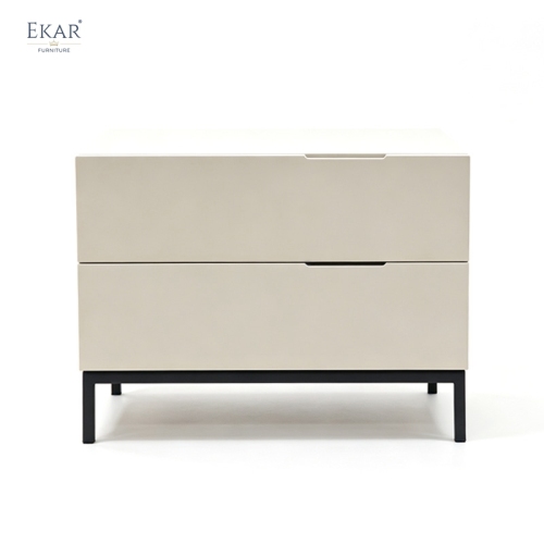 Modern Minimalist Two-Drawer Nightstand – Metal Leg Bedside Table | EKAR Furniture
