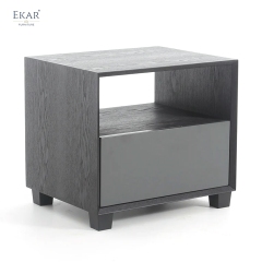 Vale Charcoal Open-Shelf Nightstand | Modern Bedside Table with Storage – EKAR Furniture