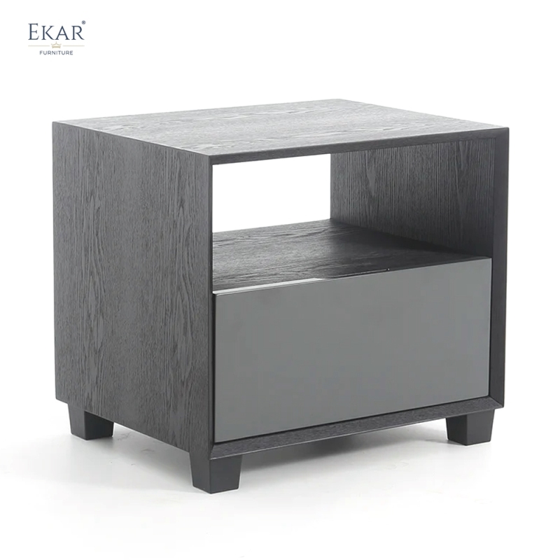 Vale Charcoal Open-Shelf Nightstand | Modern Bedside Table with Storage – EKAR Furniture