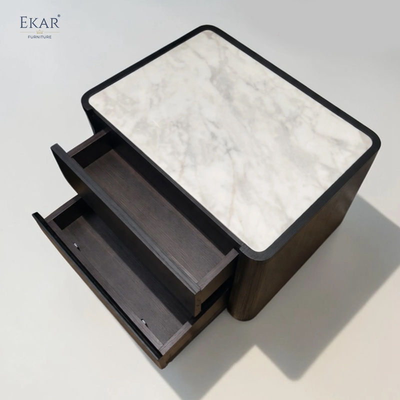 Onyx Marble Bedside Nightstand | Modern Black Wood Nightstand – EKAR FURNITURE
