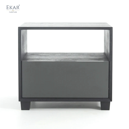 Vale Charcoal Open-Shelf Nightstand | Modern Bedside Table with Storage – EKAR Furniture