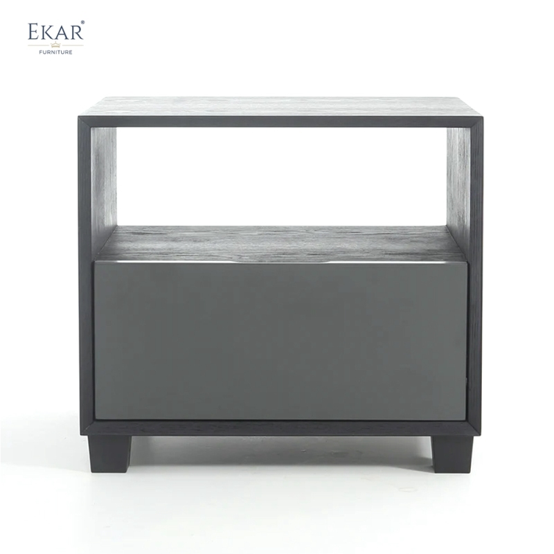 Vale Charcoal Open-Shelf Nightstand | Modern Bedside Table with Storage – EKAR Furniture