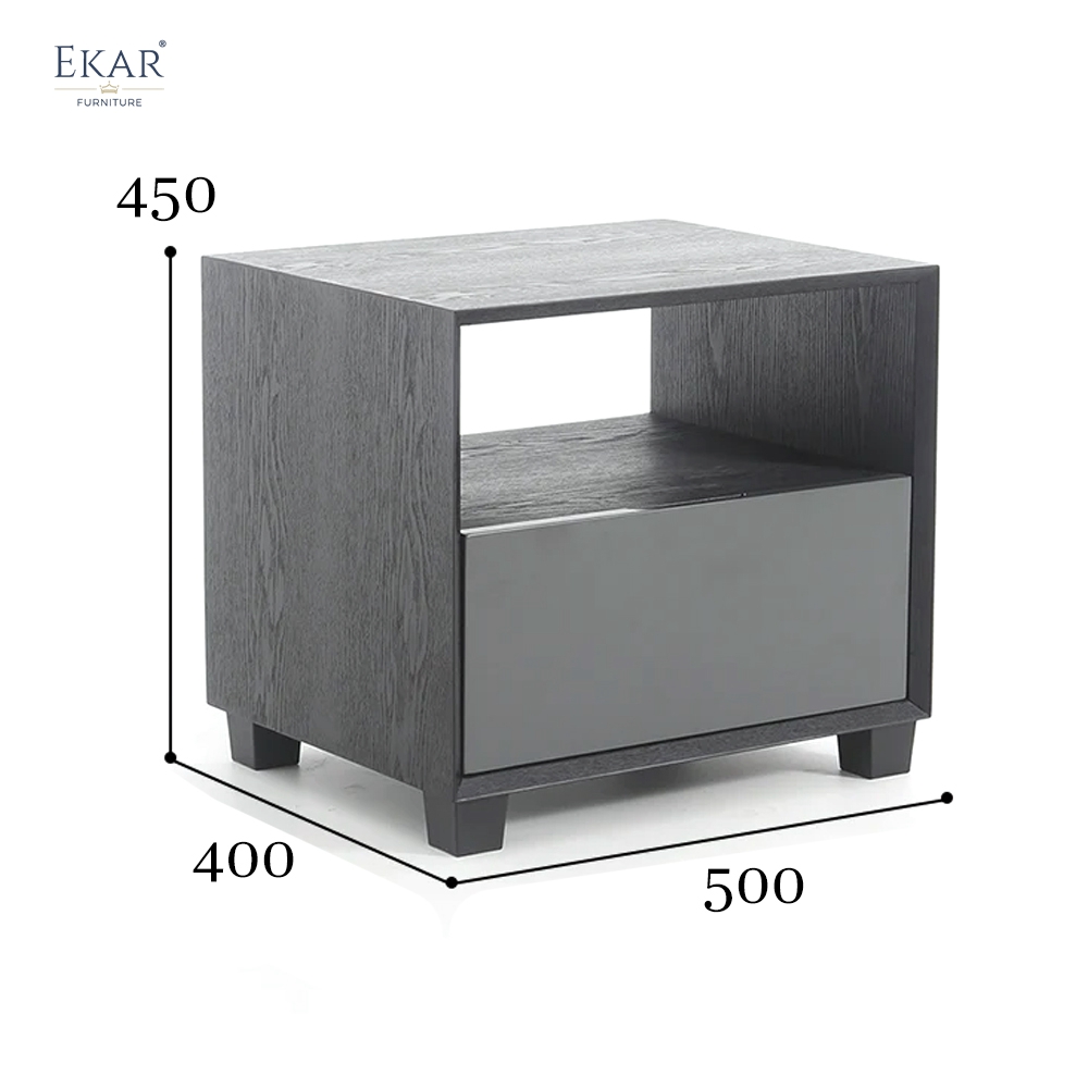 Vale Charcoal Open-Shelf Nightstand | Modern Bedside Table with Storage – EKAR Furniture