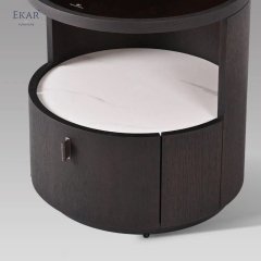 Orbit Round Marble-Top Nightstand | Modern Cylindrical Bedside Table – EKAR Furniture
