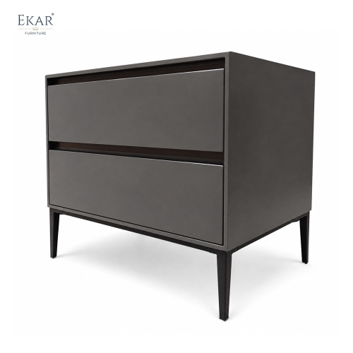 Milo Taupe Two-Drawer Nightstand | Modern Bedside Table with Tapered Legs – EKAR Furniture