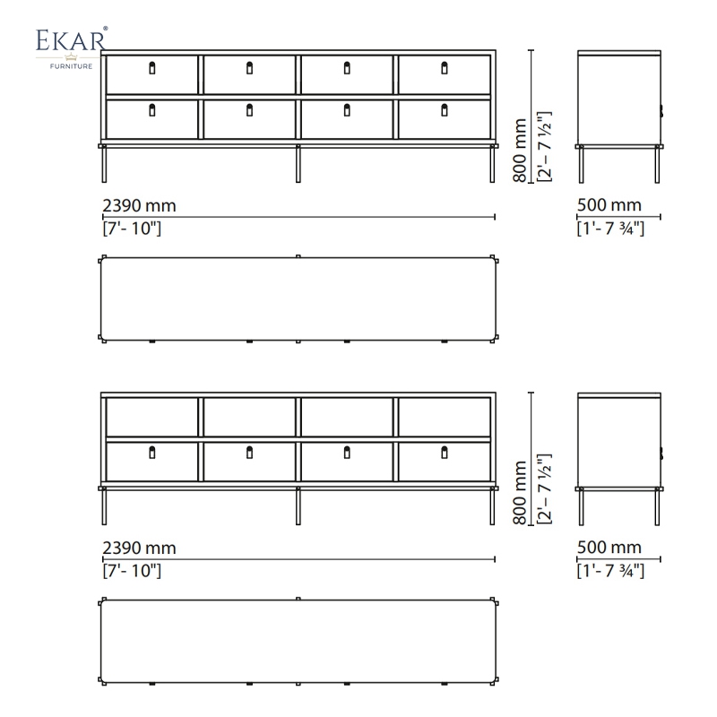 Modern Wood TV Cabinet – Sleek Metal Legs and Ample Storage Design