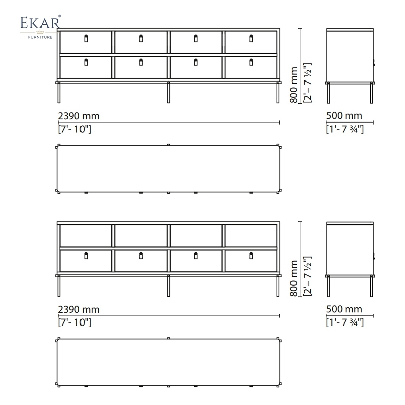 Modern Wood TV Cabinet – Sleek Metal Legs and Ample Storage Design
