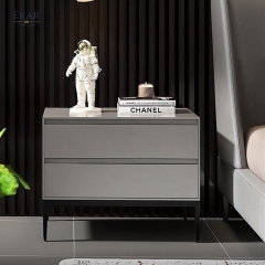 Milo Taupe Two-Drawer Nightstand | Modern Bedside Table with Tapered Legs – EKAR Furniture