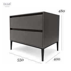 Milo Taupe Two-Drawer Nightstand | Modern Bedside Table with Tapered Legs – EKAR Furniture