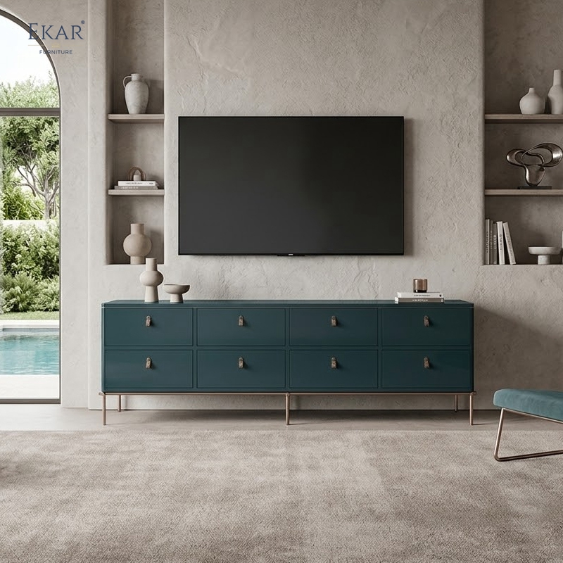 Modern Wood TV Cabinet – Sleek Metal Legs and Ample Storage Design