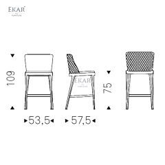 EKAR Modern Upholstered Bar Stool with Solid Wood Frame and Metal Footrest – Luxury Kitchen Island Seating