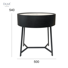 EKAR Modern Round Nightstand | Black Wood Bedroom Furniture Manufacturer