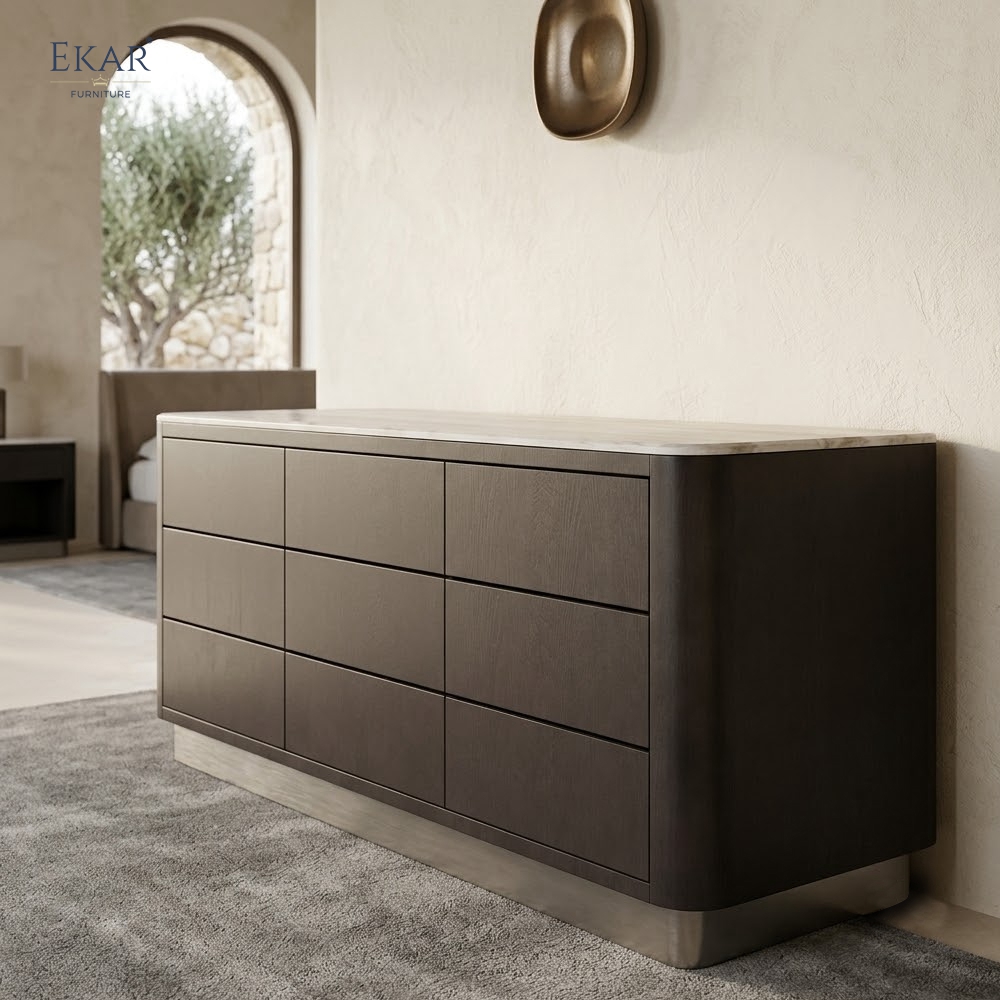 EKAR Modern Bedroom Dresser Cabinet – Luxury Contemporary Storage Furniture for Elegant Bedrooms