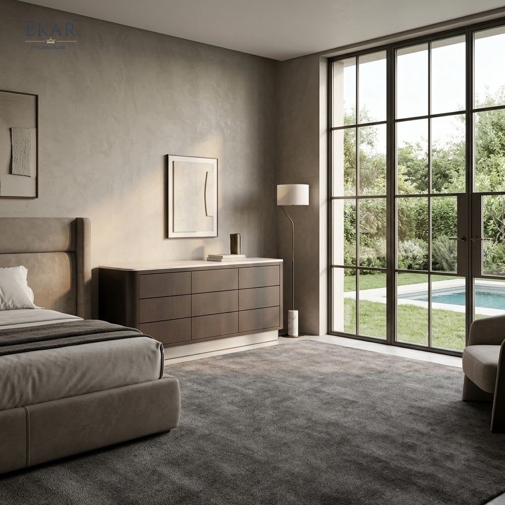 EKAR Modern Bedroom Dresser Cabinet – Luxury Contemporary Storage Furniture for Elegant Bedrooms