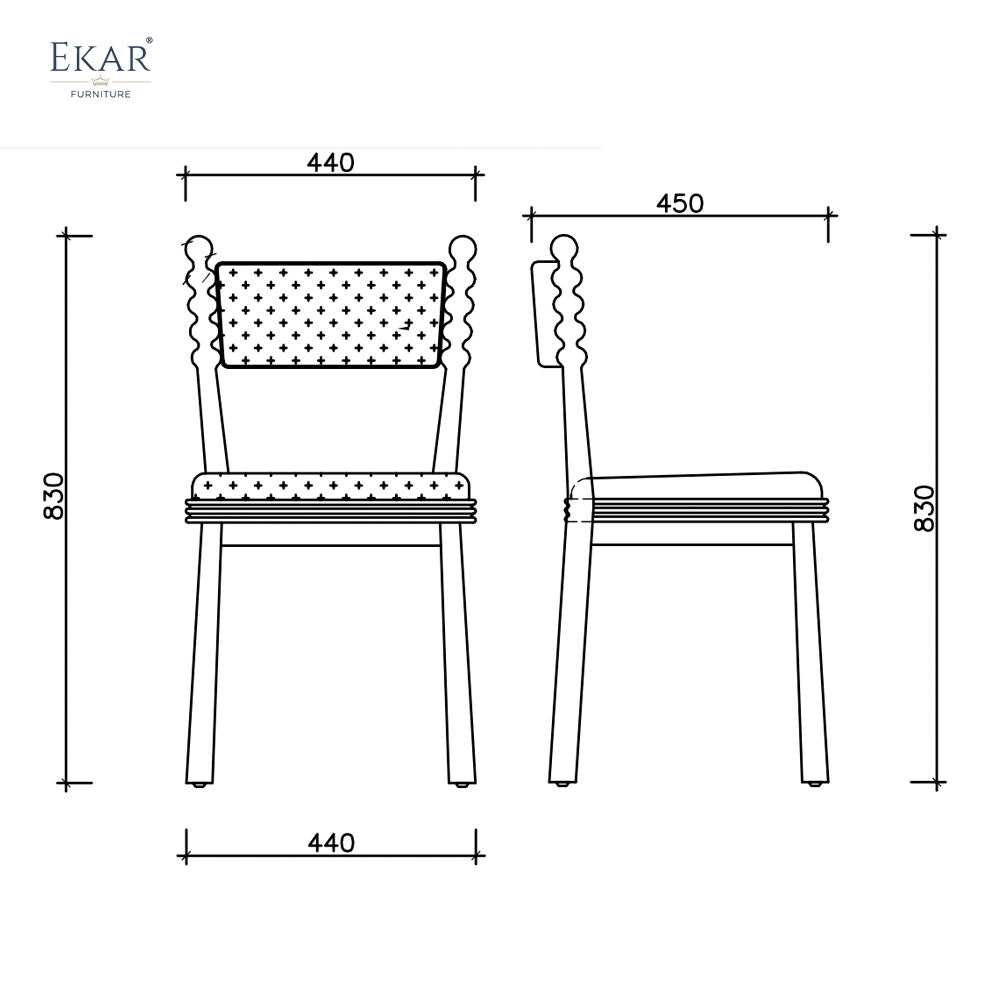 Vintage Dining Chair with Upholstered Seat & Wooden Frame | Retro Restaurant Chair | EKAR FURNITURE