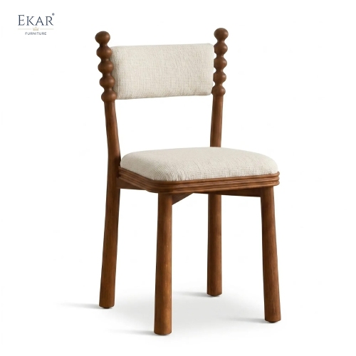 Vintage Dining Chair with Upholstered Seat &amp; Wooden Frame | Retro Restaurant Chair | EKAR FURNITURE
