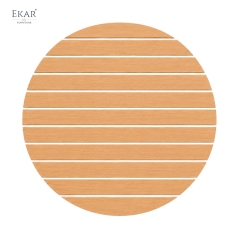 Modern Round Aluminum Outdoor Dining Table with Slatted Top | EKAR FURNITURE