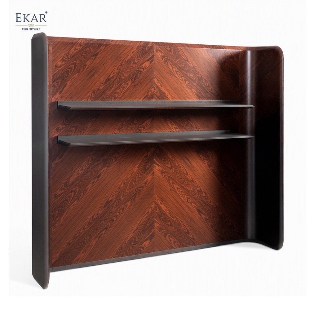 Luxury Wood Veneer Bookcase and Low TV Cabinet Set | EKAR FURNITURE