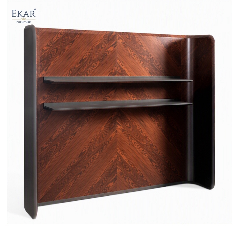 Luxury Wood Veneer Bookcase and Low TV Cabinet Set | EKAR FURNITURE