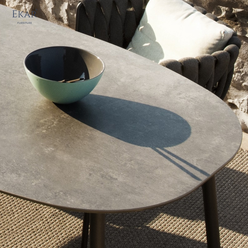Modern Oval Aluminum Outdoor Dining Table for Patios and Gardens | EKAR FURNITURE