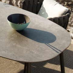 Modern Oval Aluminum Outdoor Dining Table for Patios and Gardens | EKAR FURNITURE